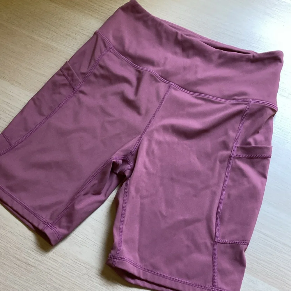 Pink High-Waist Bike Shorts with Stretchy Fabric, women’s size medium - Picture 3 of 8